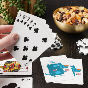 Jeu De Cartes Monstre de dessin animé bleu joueur avec chapeau d