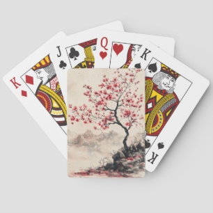 Jeu De Cartes Montagne Sérénité Sakura Cramoisi (1)
