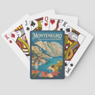 Jeu De Cartes Monténégro Balkans Illustration Voyage Art Rétro