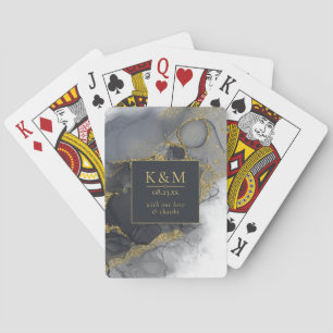 Jeu De Cartes Moody Ink Charcoal Gold Abstrait ID988