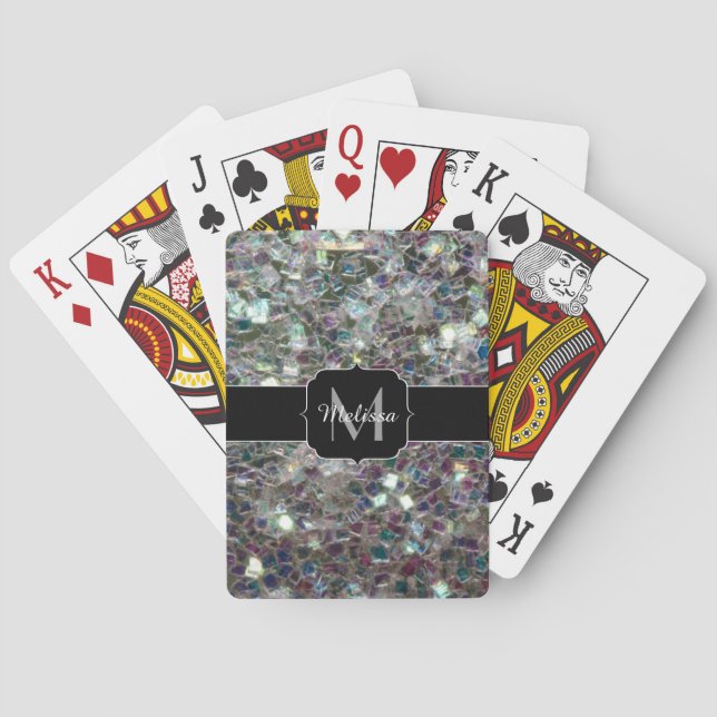 Jeu De Cartes Mosaïque argentée brillante (dos)