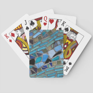 Jeu De Cartes Mosaïque de verre bleu de la mer