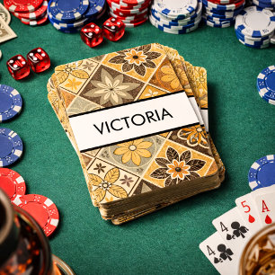 Jeu De Cartes Mosaïque personnalisée à motif floral rétro chaleu
