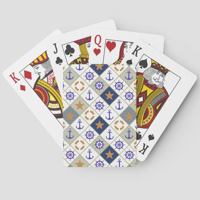 Jeu De Cartes Motif 2 de thème de mer (dos)