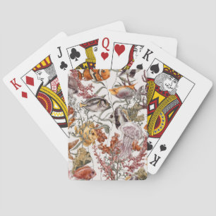 Jeu De Cartes Motif 2 de vie marine d'aquarelle