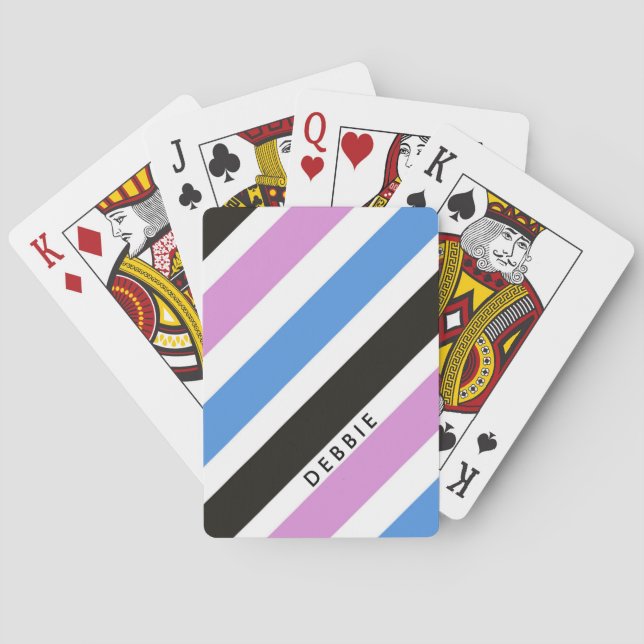 Jeu De Cartes Motif à bandes diagonales personnalisé (dos)