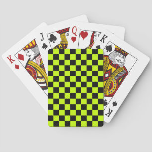 Jeu De Cartes Motif à carreaux vert acide et noir