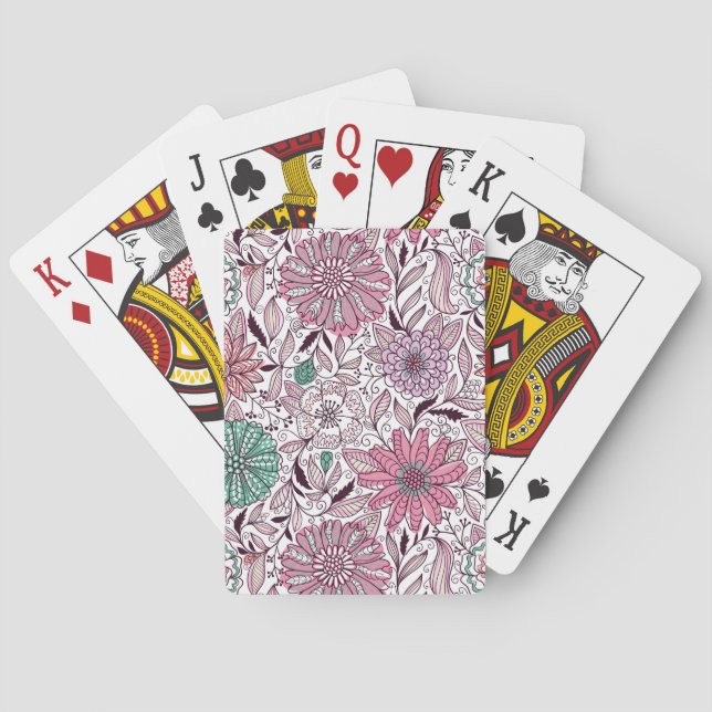 Jeu De Cartes motif à l'arrangement floral (dos)