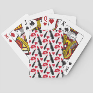 Jeu De Cartes Motif À Pointe Polka Lipstick Et Lèvres