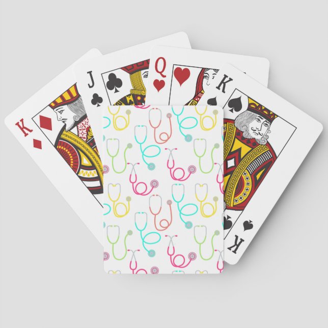 Jeu De Cartes Motif au néon de stéthoscope (dos)