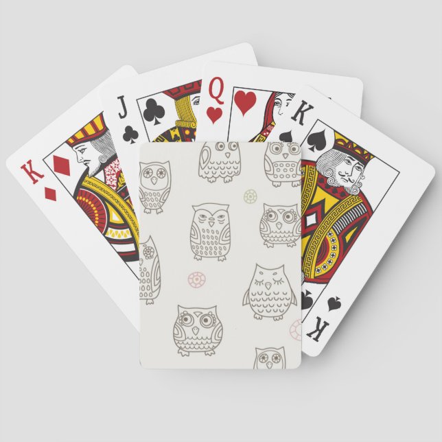 Jeu De Cartes Motif avec des hiboux (dos)