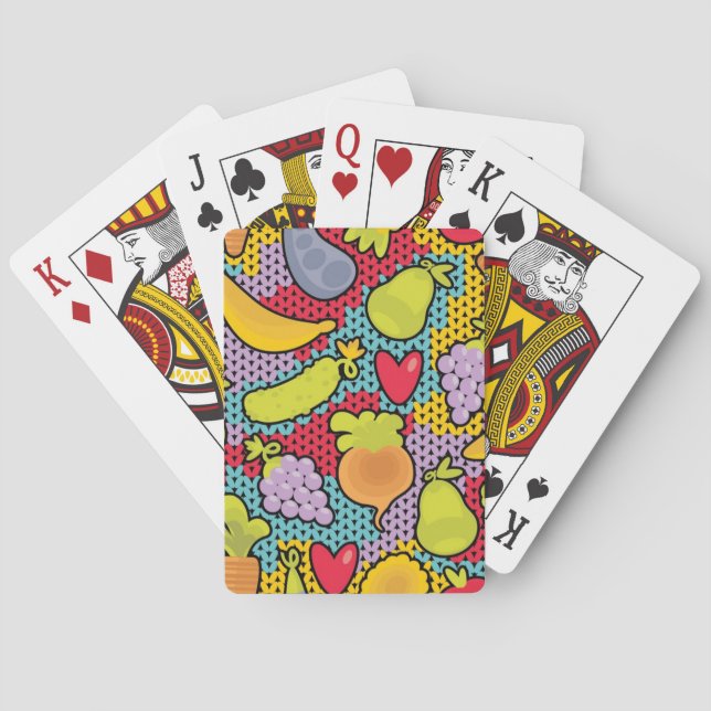 Jeu De Cartes Motif avec fruits et légumes (dos)