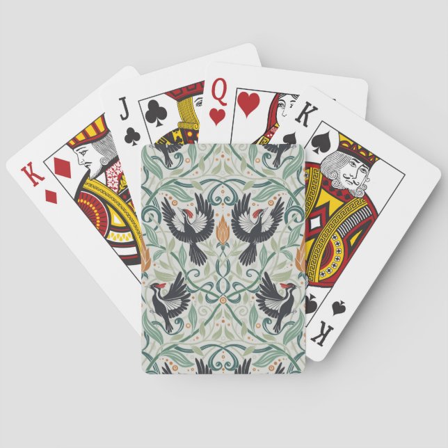 Jeu De Cartes Motif avec pic-blanc à bec ivoire (dos)