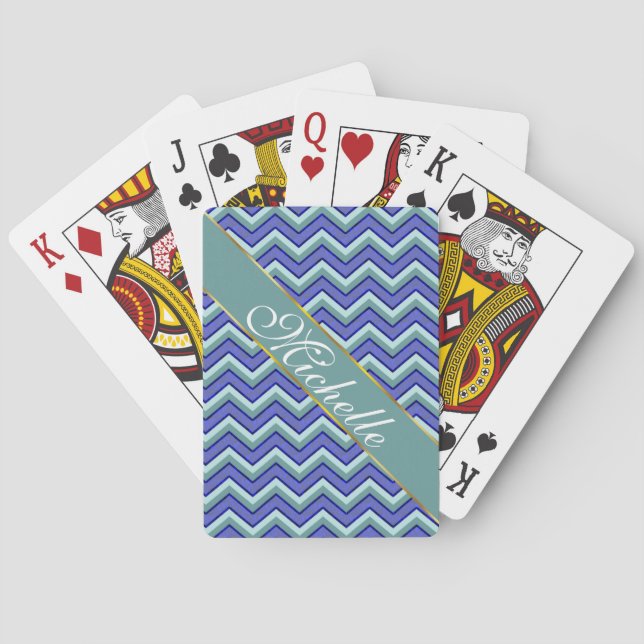 Jeu De Cartes Motif Blue Sapphire Chevron (dos)