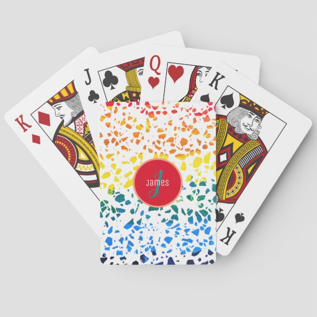 Jeu De Cartes Motif coloré de Terrazzo Abstrait customisé (dos)