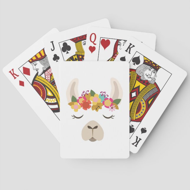 Jeu De Cartes Motif d'alpaga et de fleurs (dos)