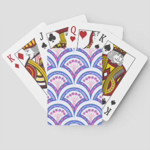Jeu De Cartes motif damassé floral bleu