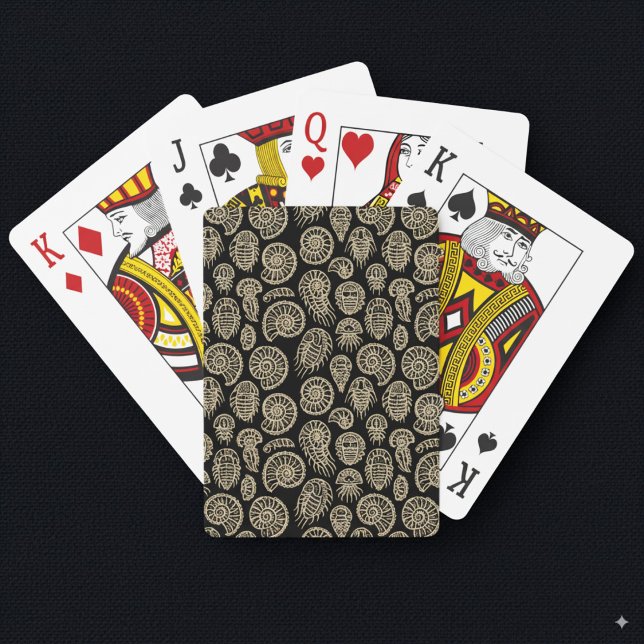 Jeu De Cartes motif d'ammoniac à trilobite fossile vintage beige (Créateur téléchargé)