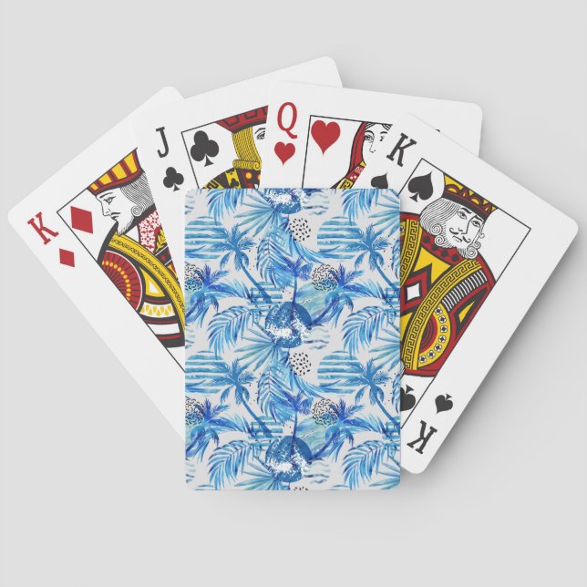 Jeu De Cartes Motif d'aquarelle bleu clair (dos)