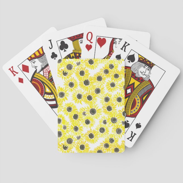 Jeu De Cartes Motif d'aquarelle des tournesols (dos)