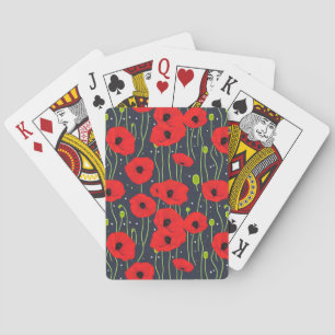 Jeu De Cartes Motif d'art vibrant de coquelicots rouges modernes