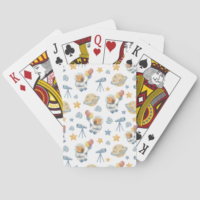 Jeu De Cartes Motif d'astronaute Capybara - Jouer aux cartes (dos)