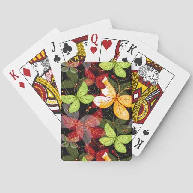 Jeu De Cartes Motif d'automne foncé (dos)