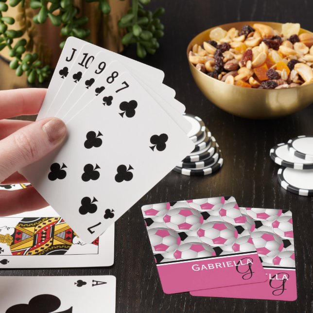 Jeu De Cartes Motif de balle de soccer rose Monogram (In Situ)