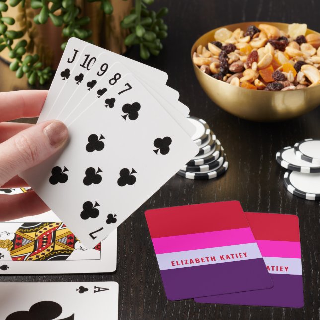 Jeu De Cartes Motif de bandes rouge, rose et violet (In Situ)
