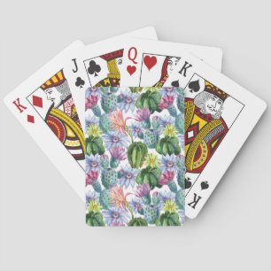Jeu De Cartes Motif de cactus aquarelle peint à la main