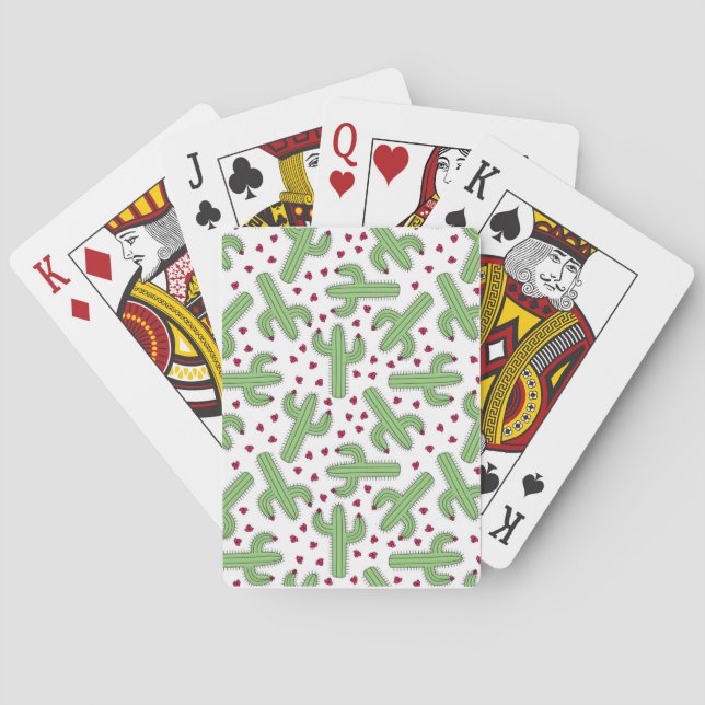 Jeu De Cartes Motif de cactus et de fleurs roses (dos)