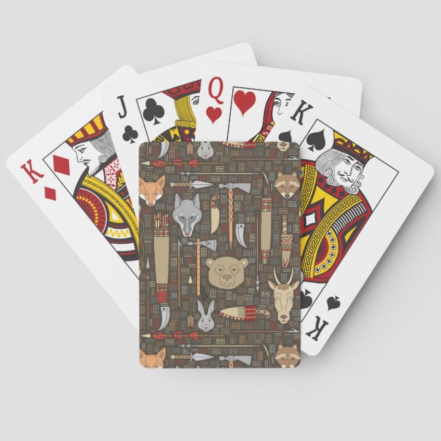 Jeu De Cartes Motif de chasse ethnique (dos)