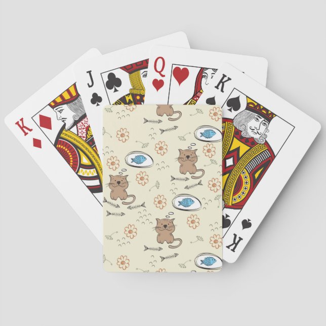 Jeu De Cartes motif de chat et de poisson (dos)