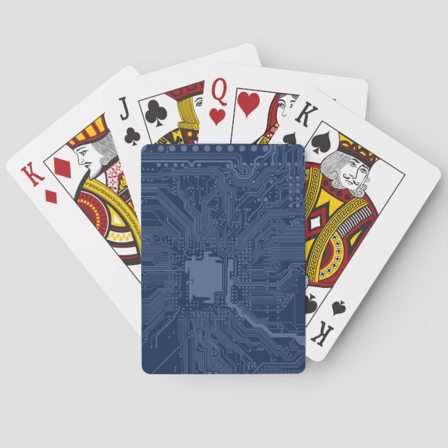 Jeu De Cartes Motif de circuit Geek bleu (dos)
