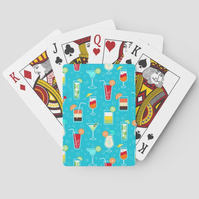 Jeu De Cartes Motif de cocktails sur Arrière - plan Turquoise (dos)