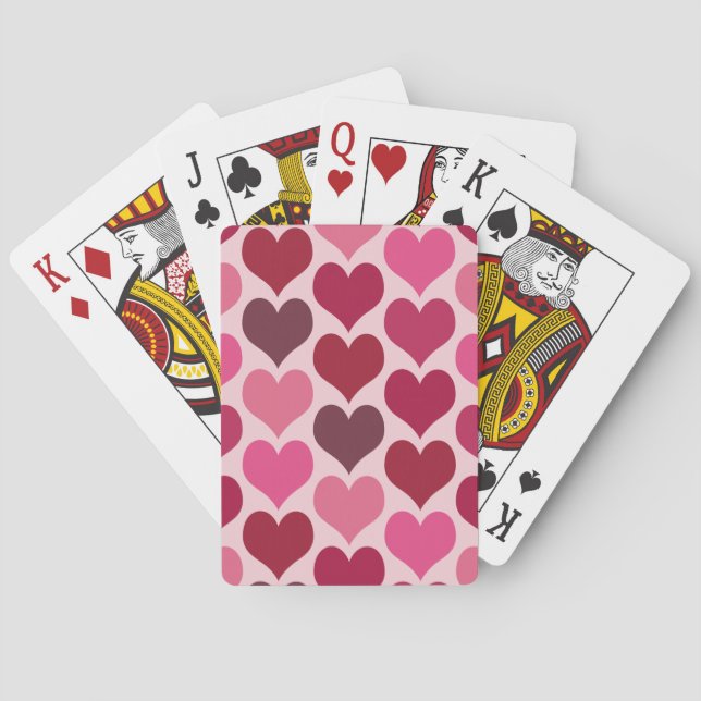 Jeu De Cartes Motif de cœurs roses et rouges (dos)