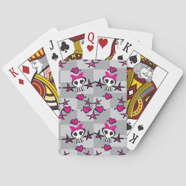 Jeu De Cartes Motif de crânes d'Emo (dos)