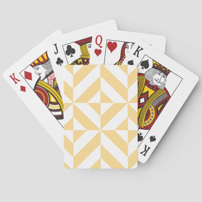 Jeu De Cartes Motif de cube géométrique Pale Melon (dos)