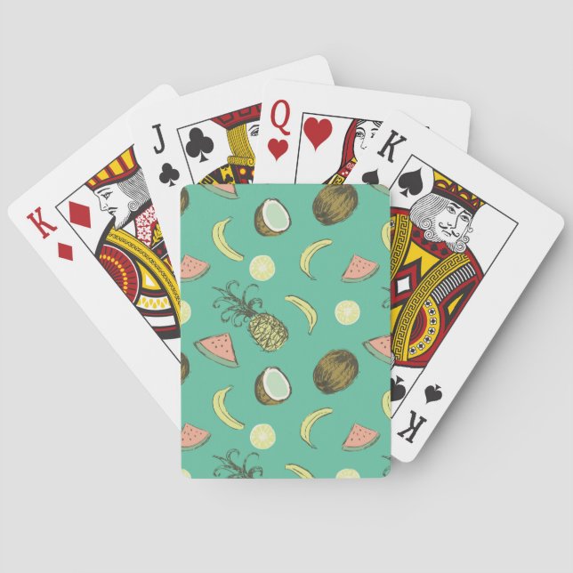 Jeu De Cartes Motif de doodle de fruits tropicaux (dos)