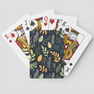 Jeu De Cartes Motif de feuillage vert et jaune élégant