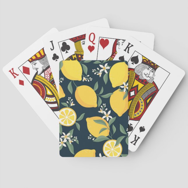 Jeu De Cartes Motif de feuille jaune citron (dos)
