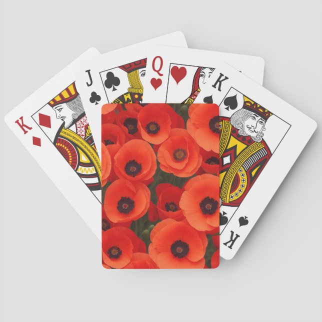 Jeu De Cartes Motif de fleur de pavot (dos)