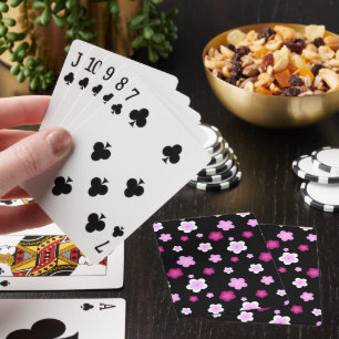Jeu De Cartes Motif de fleur rose sur Black BG Gift
