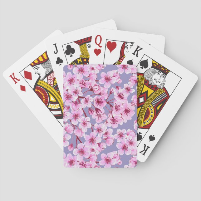 Jeu De Cartes Motif de fleurs de cerisiers (dos)