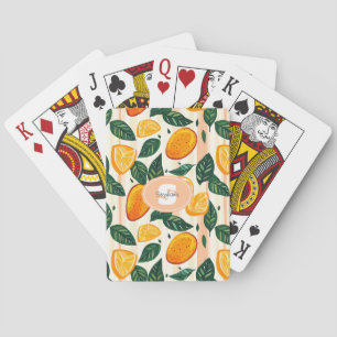 Jeu De Cartes Motif de fruits d'agrumes avec Feuilles verts