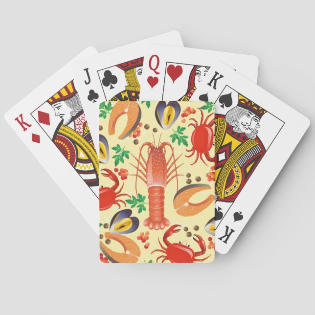 Jeu De Cartes Motif de fruits de mer (dos)