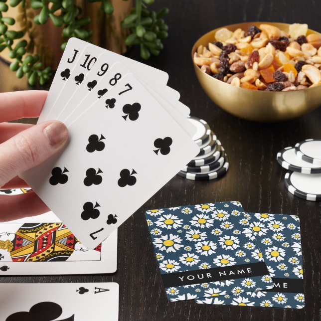 Jeu De Cartes Motif de marguerite, marguerites blanches, Votre n (In Situ)
