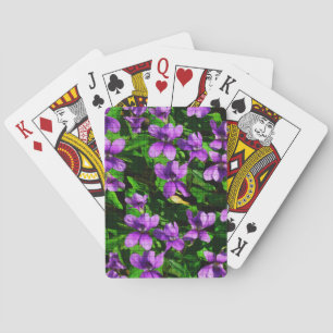 Jeu De Cartes Motif de mosaïque en bois de violet de fleur WI