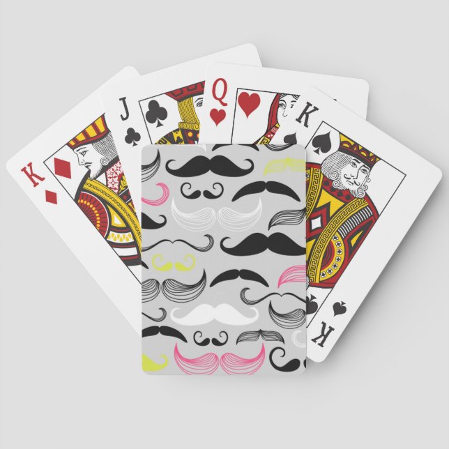 Jeu De Cartes Motif de moustache, rétro style (dos)
