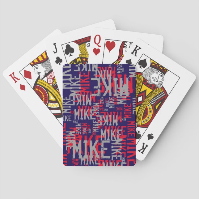 Jeu De Cartes motif de noms rouge/gris sur cool noir (dos)